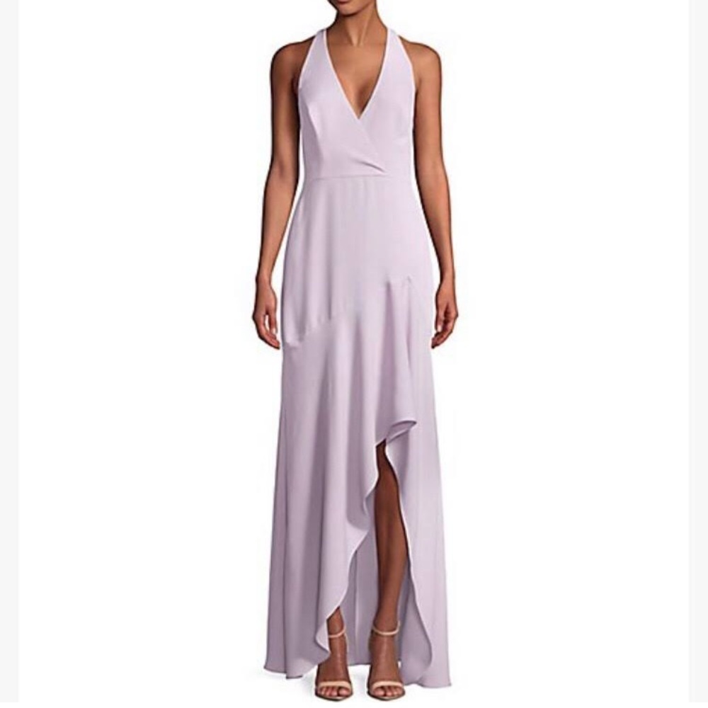 BCBG Asymmetrical Lavender Halter Gown